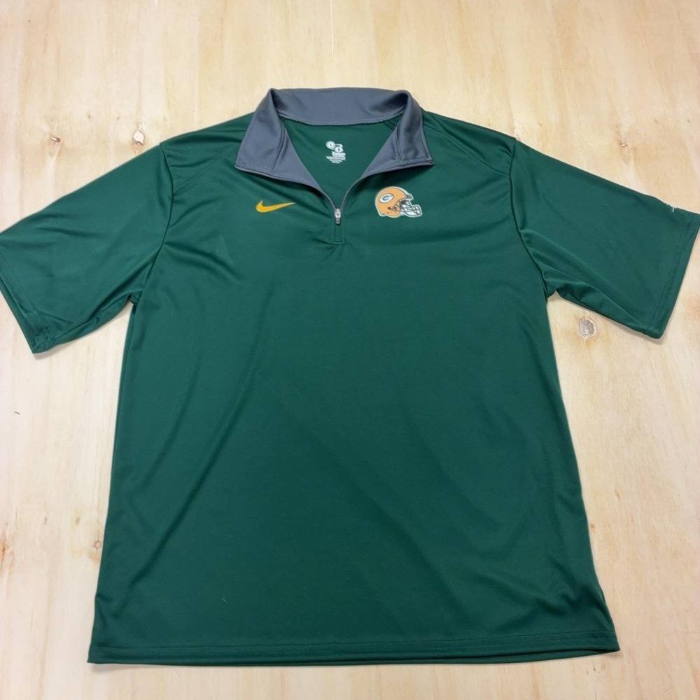 Green Bay Packers Shirt Mens Large Green NFL Football Badger Sport 1/4 Zip